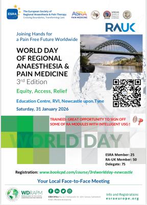 ESRA World Day, Regional Anaesthesia, Pain Medicine, Ultrasound, USG, blocks, pocus, ED, ICU , ultrasound pain