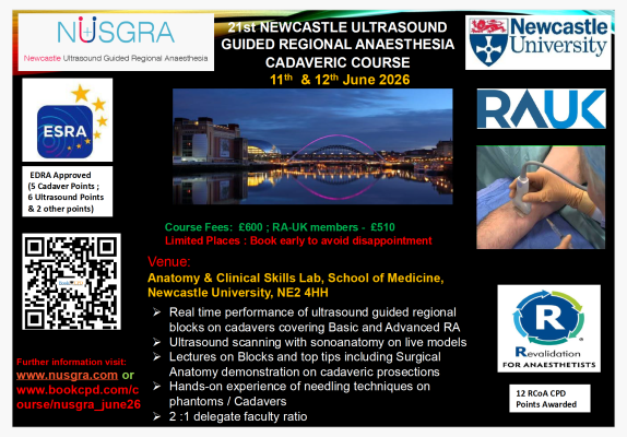 NUSGRA, REGIONAL ANAESTHESIA, CADAVER COURSE, BLOCKS, BLOCK COURSE, REGIONAL BLOCK COURSE