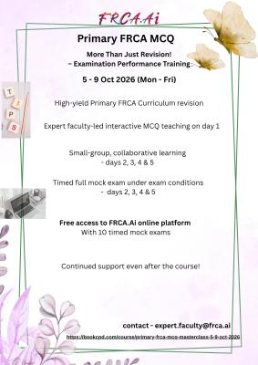 Primary FRCA MCQ Course Flyer Oct 2026