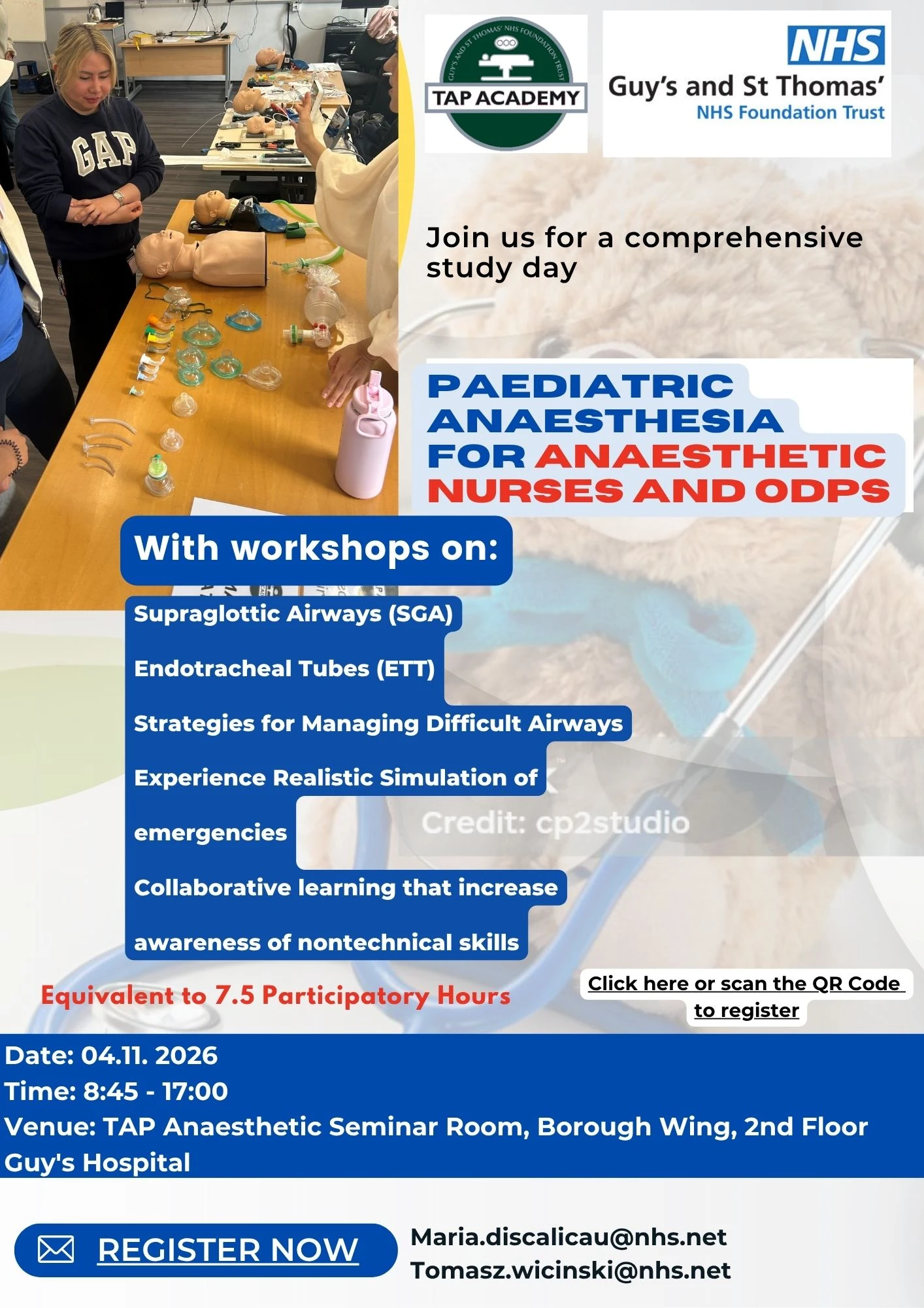 Paediatric Anaesthesia Update Workshop for  Anaesthetic Nurses and ODPs  04.11.2026