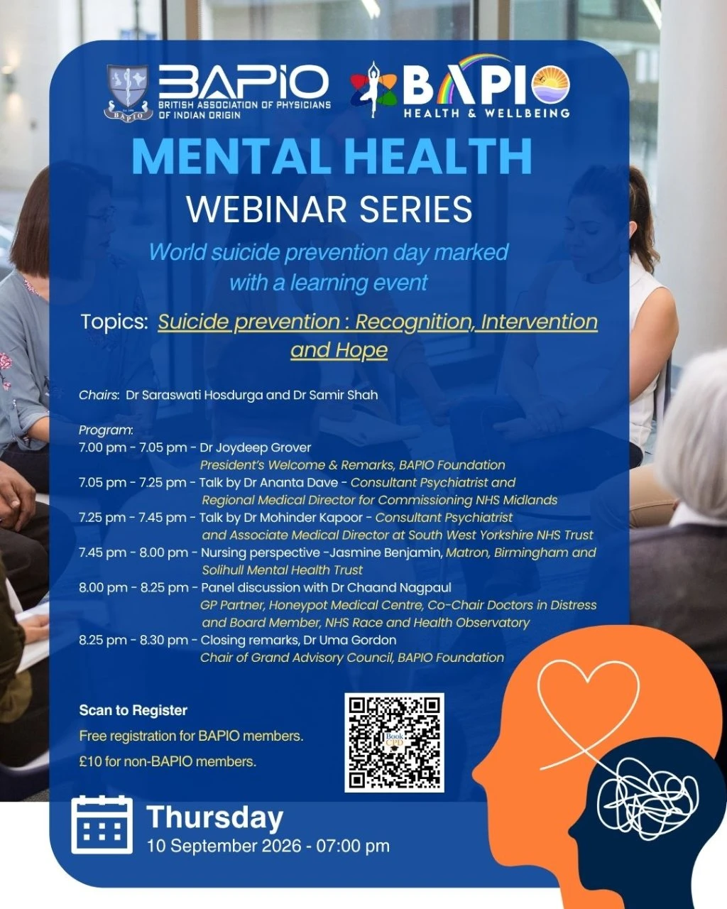 BAPIO Foundation - Mental Health Series - Suicide prevention: Recognition, Intervention and Hope