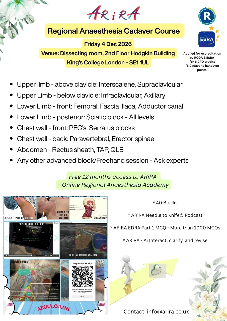 ARiRA - Regional Anaesthesia Cadaver Course - 4 Dec 2026