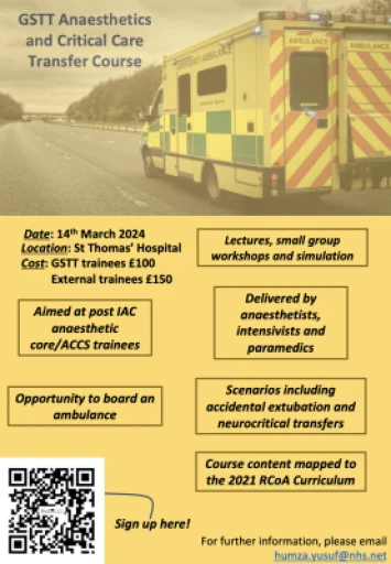 GSTT Anaesthetics and Critical Care Transfer Course - March 2024
