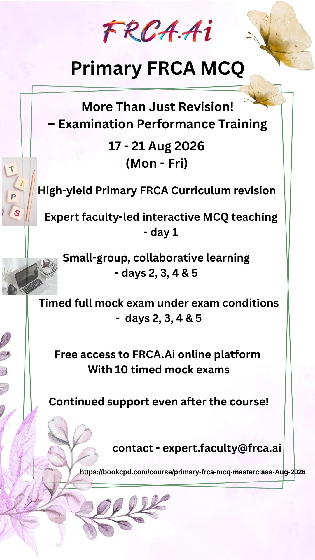 Primary FRCA MCQ Masterclass | 17–21 August 2026 | 5-Day Online Course