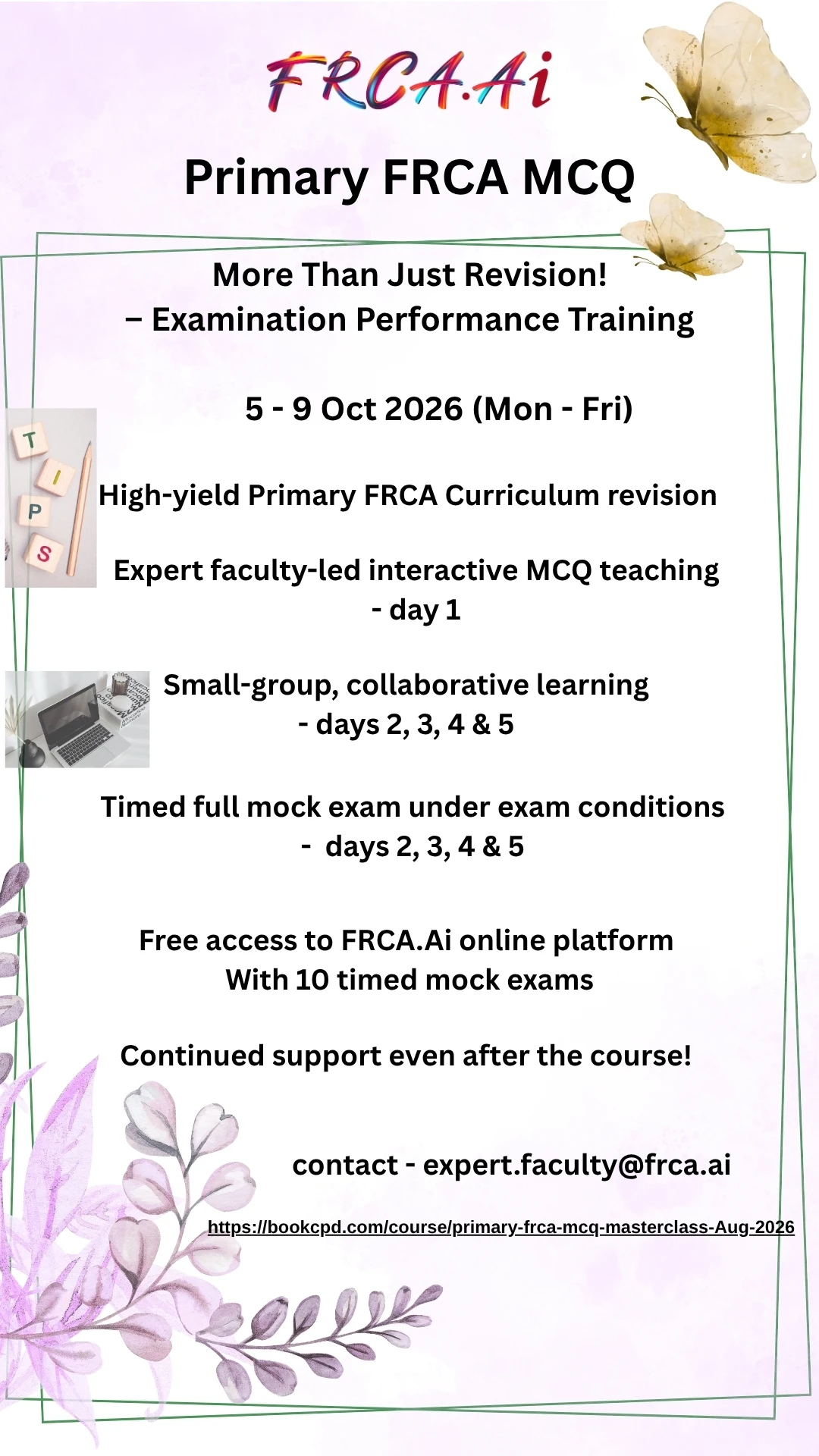 Primary FRCA MCQ Masterclass | 5 - 9 Oct 2026 | 5-Day Online Course