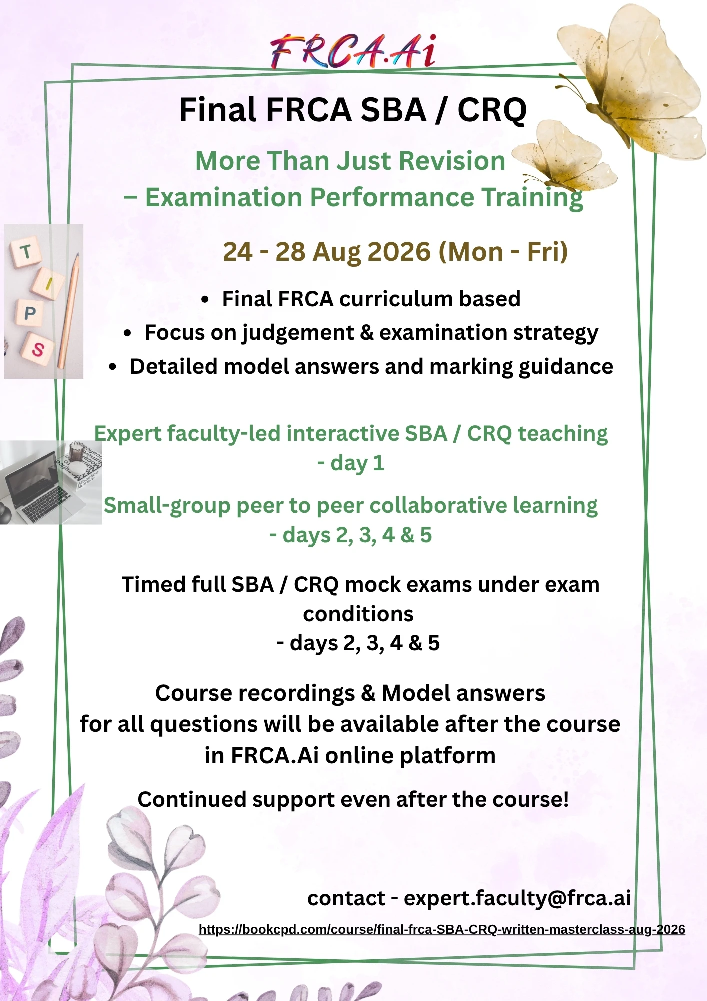 Final FRCA Written Masterclass | 24–28 August 2026 | 5-Day Online Course