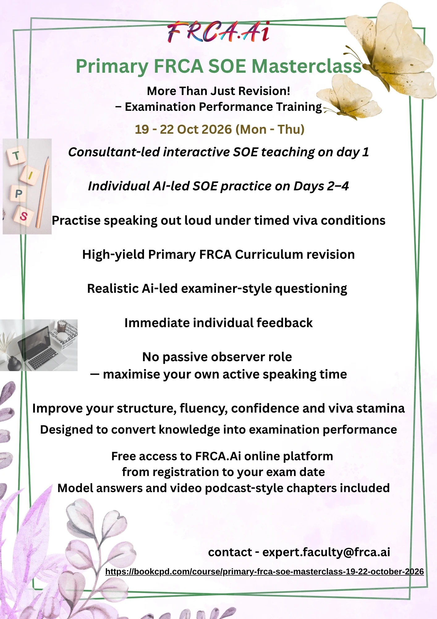 Primary FRCA SOE Masterclass | 19–22 October 2026 | 4-Day Online Course