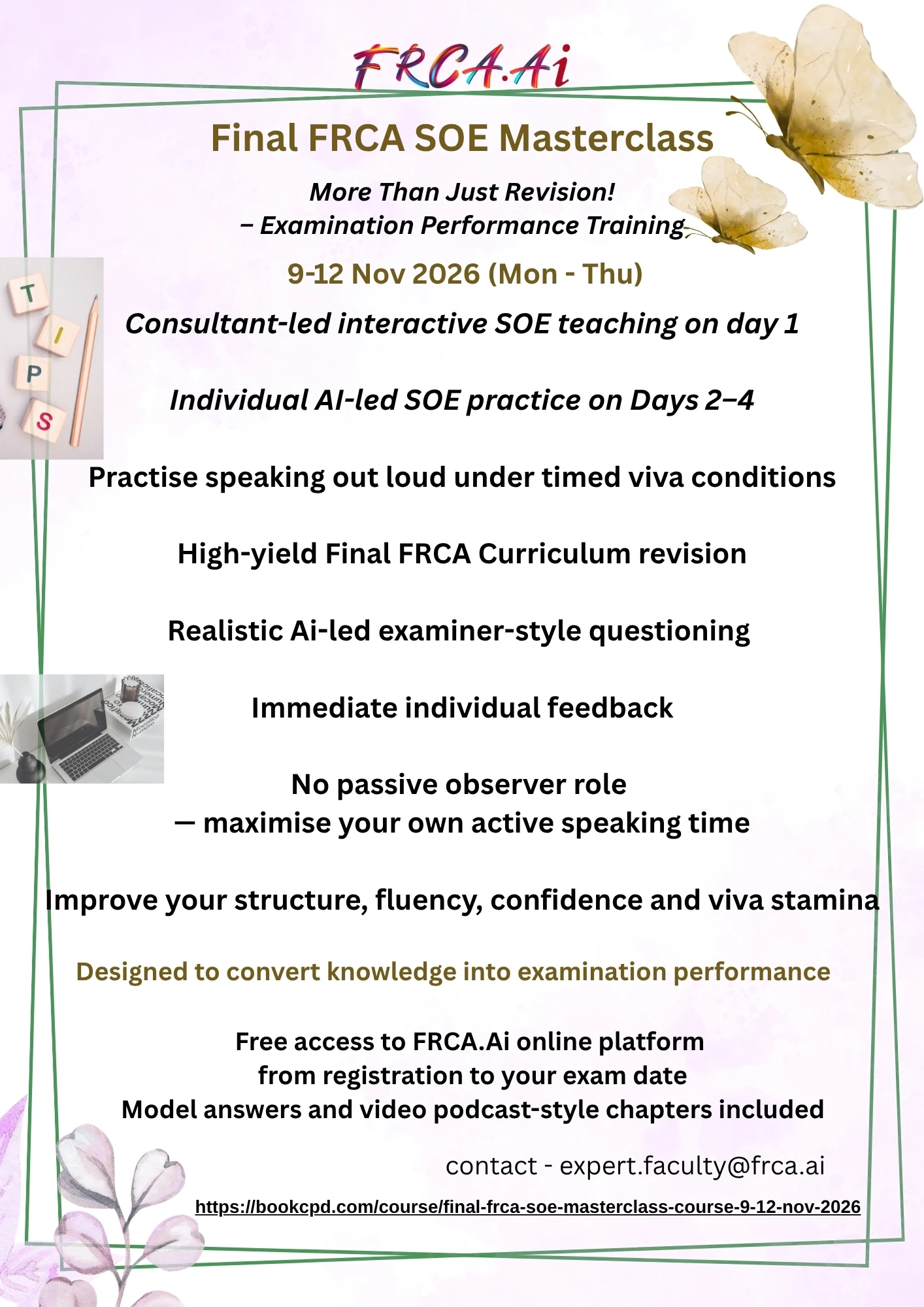 Final FRCA SOE Masterclass | 9-12 Nov 2026 | 4-Day Online Course