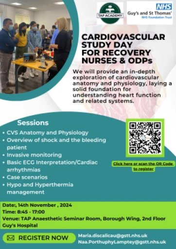 Cardiovascular Study day for Recovery Nurses and ODPs
