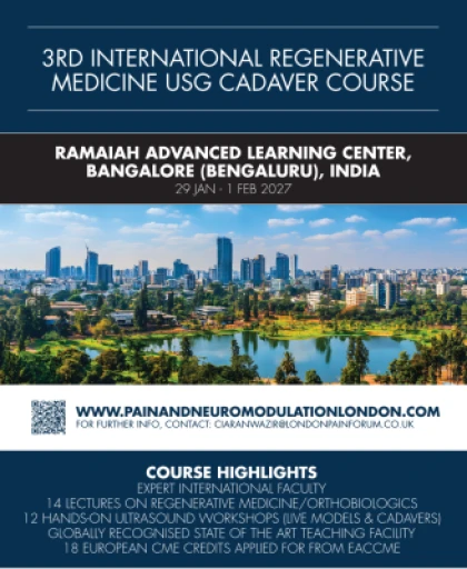 3rd International Regenerative Medicine USG Cadaver Course, Bangalore 29 Jan - 1 Feb 2027