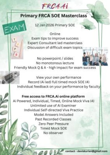 Primary FRCA SOE Masterclass - 12 Jan 2026