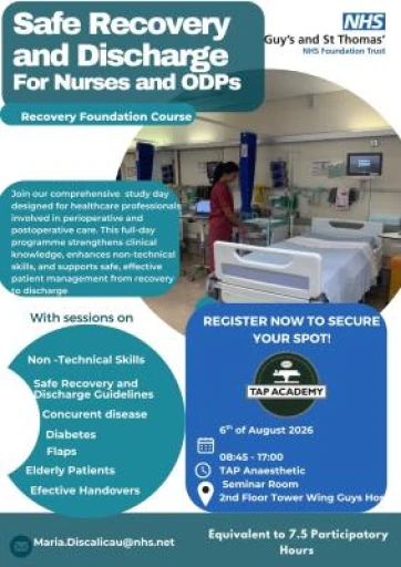 Safe Recovery and Discharge for Recovery Nurses and ODPs Aug 2026