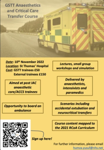GSTT Anaesthetics and Critical Care Transfer Course - November 2022