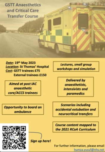 GSTT Anaesthetics and Critical Care Transfer Course - May 2023