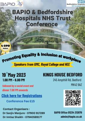 BAPIO and Bedfordshire hospitals NHS trust conference on Equality and Inclusion at work place