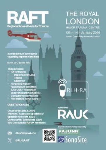 **FULL** RAFT 2026 - Regional Anaesthesia for Trauma Course - 13/01/26 to 14/01/26