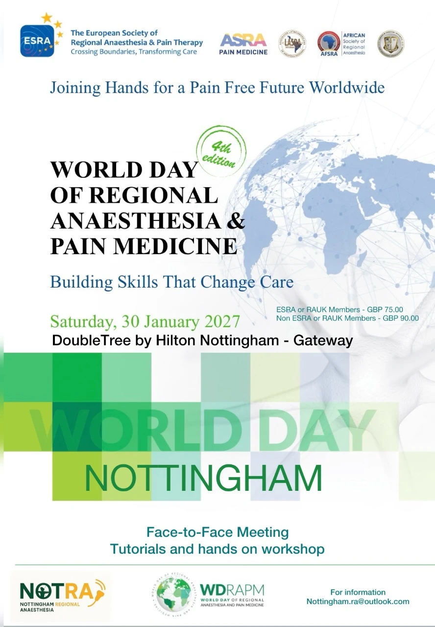 4th World Day of Regional Anaesthesia and Pain Medicine @ Nottingham