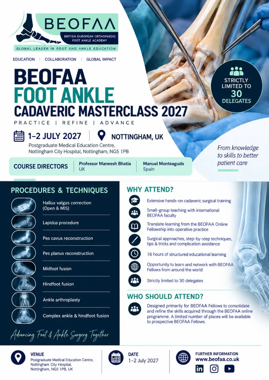 BEOFAA Foot Ankle Cadaveric Masterclass 2027
