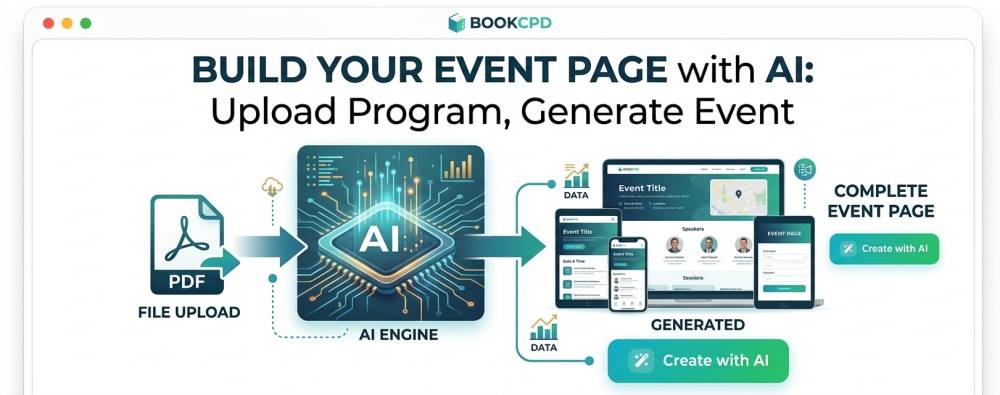 Create your event page with the power of AI - upload program to generate event